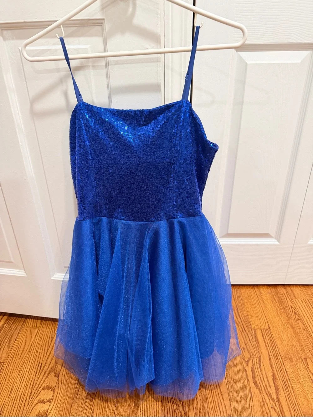 Un Deux Trois Royal Blue Sequin Tulle Party Dress